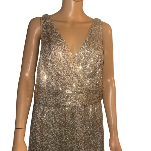 David’s bridal sleeveless gold sequined formal gown - Picture 3 of 7